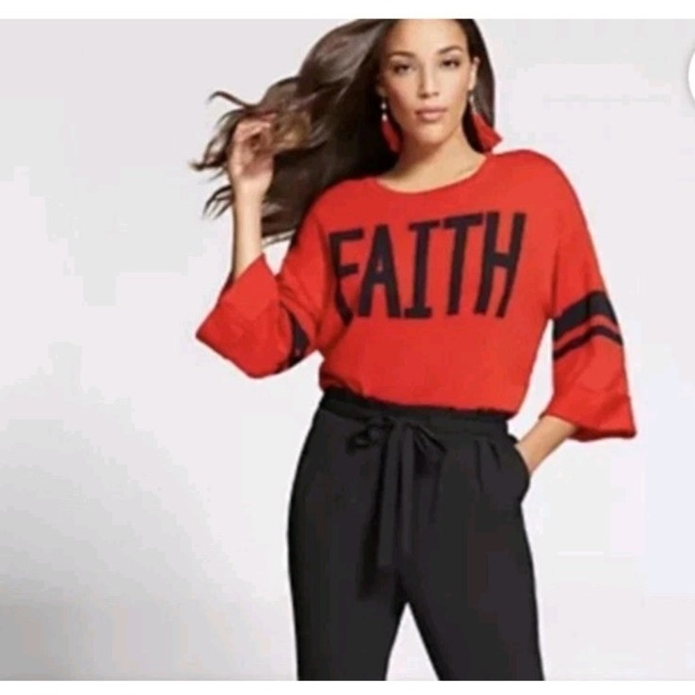 Gabrielle Union Red FAITH Graphic Cropped Sweatshirt Pullover Top M Faith  Sport